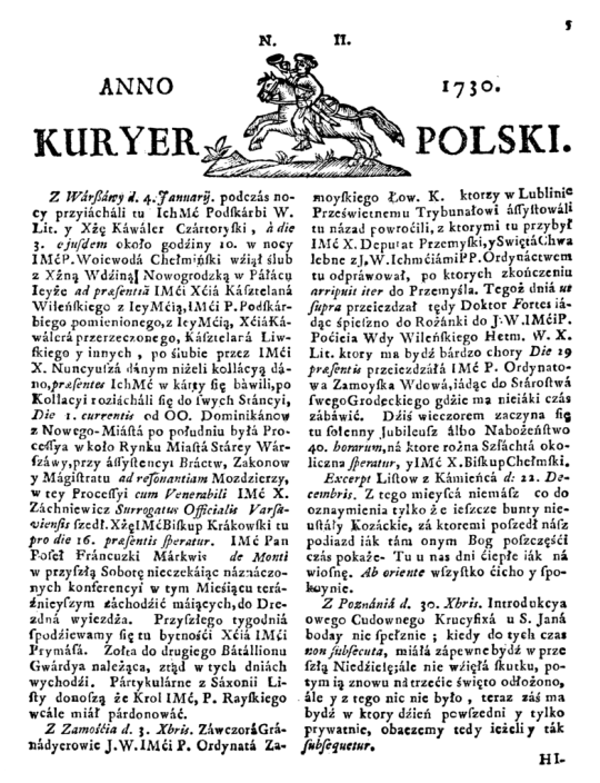 „Kurier Polski”. Wieści z dworu pod królewską kontrolą